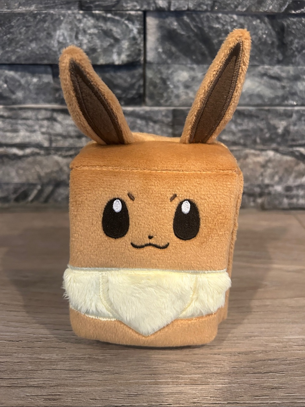 NWOT Eevee Plush Trading Card Deck Box Brown & Cream